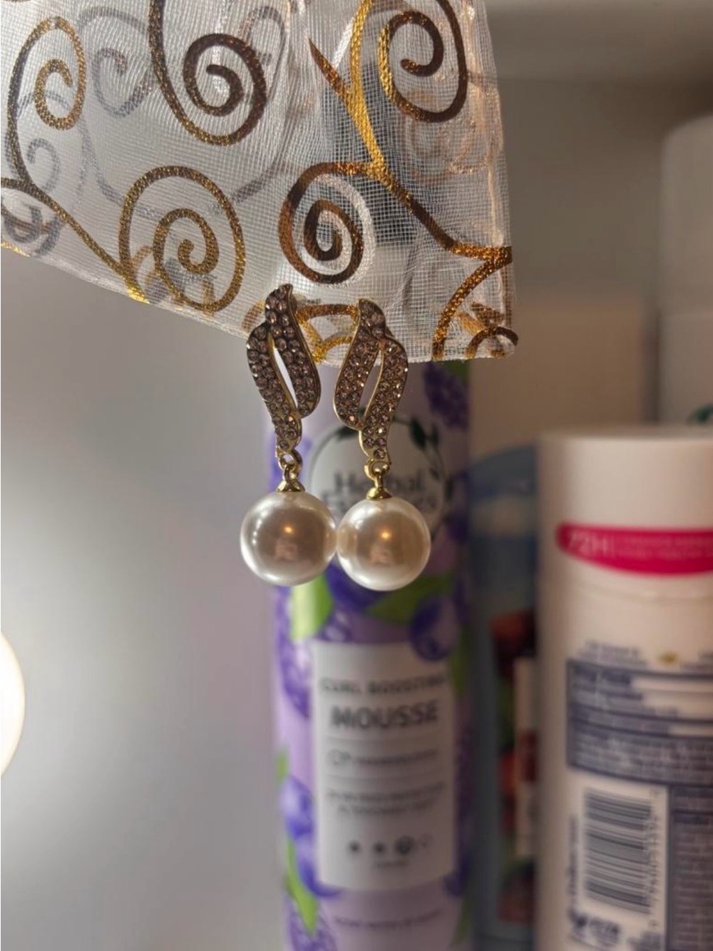 Kendra Scott Gold-Tone Pearl Drop Earrings with Rhinestone Accents